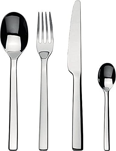 Alessi "Ovale" Flatware Set Composed Of Six Table Spoons, Table Forks, Table Knives, Coffee Spoons in 18/10 Stainless Steel Mirror Polished, Silver Alessi