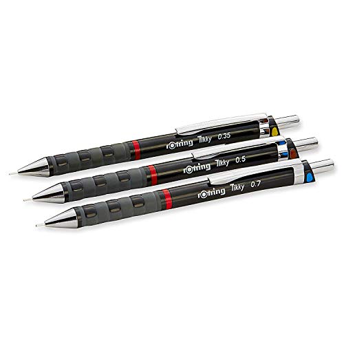 rOtring S0801310 Tikky Mechanical Pencil, Black Barrel, 3-Piece Set Rotring