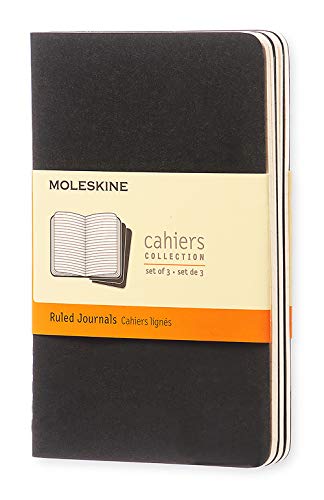 Moleskine Cahier Journal, Soft Cover, Pocket (3.5" x 5.5") Ruled/Lined, Black, 64 Pages (Set of 3) Moleskine