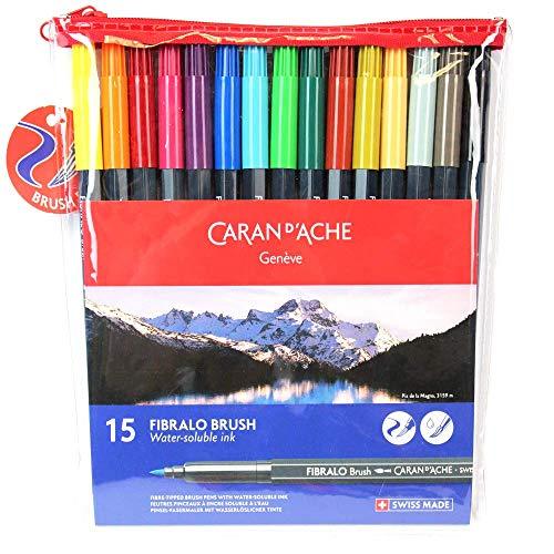 Caran d’Ache Fibralo Fibre-Tipped Brush Pens Set of 15 Caran d'Ache