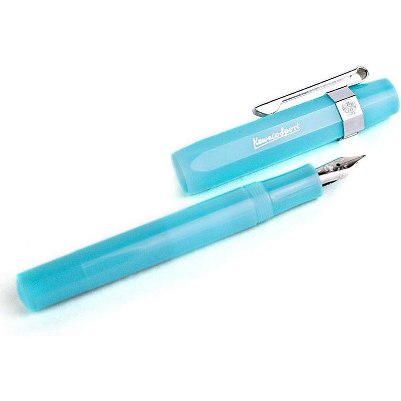 Kaweco Sport Fountain Pen Light Blueberry, Fine Nib Octagonal Clip Chrome Kaweco