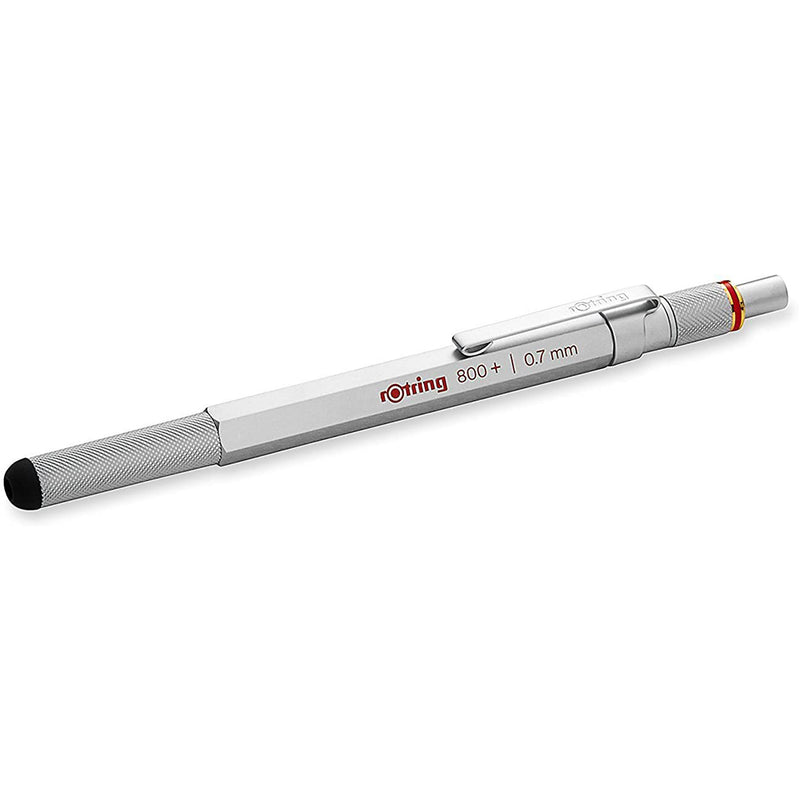 rOtring 1900184 800+ Mechanical Pencil and Touchscreen Stylus, 0.7 mm, Silver Barrel Rotring