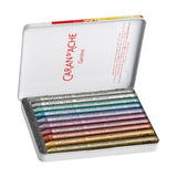 Neocolor I Water-Resistant Wax Pastels, 10 Metallic Colors Caran d'Ache