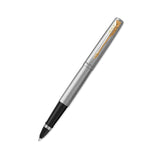 Parker Rollerball Pen, Jotter Stainless Steel Rollerball Pen, Gold Trim, Fine Tip, Black Parker