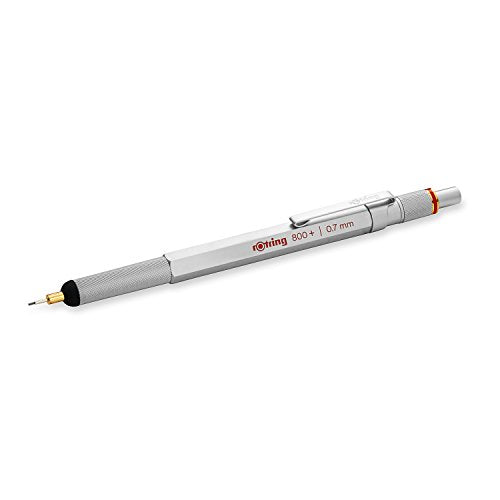 rOtring 1900184 800+ Mechanical Pencil and Touchscreen Stylus, 0.7 mm, Silver Barrel Rotring