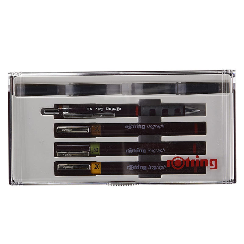 Rotring Isograph Junior Set 3X Technical Pens (0.20mm, 0.30mm, 0.50mm) + Accessories Rotring