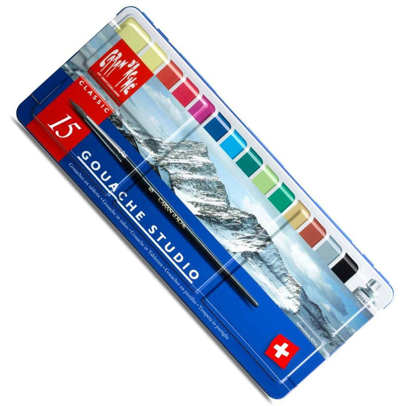 Caran d'Ache Gouache Studio 15 Assorted Colors Set in Metal Tin Caran d'Ache