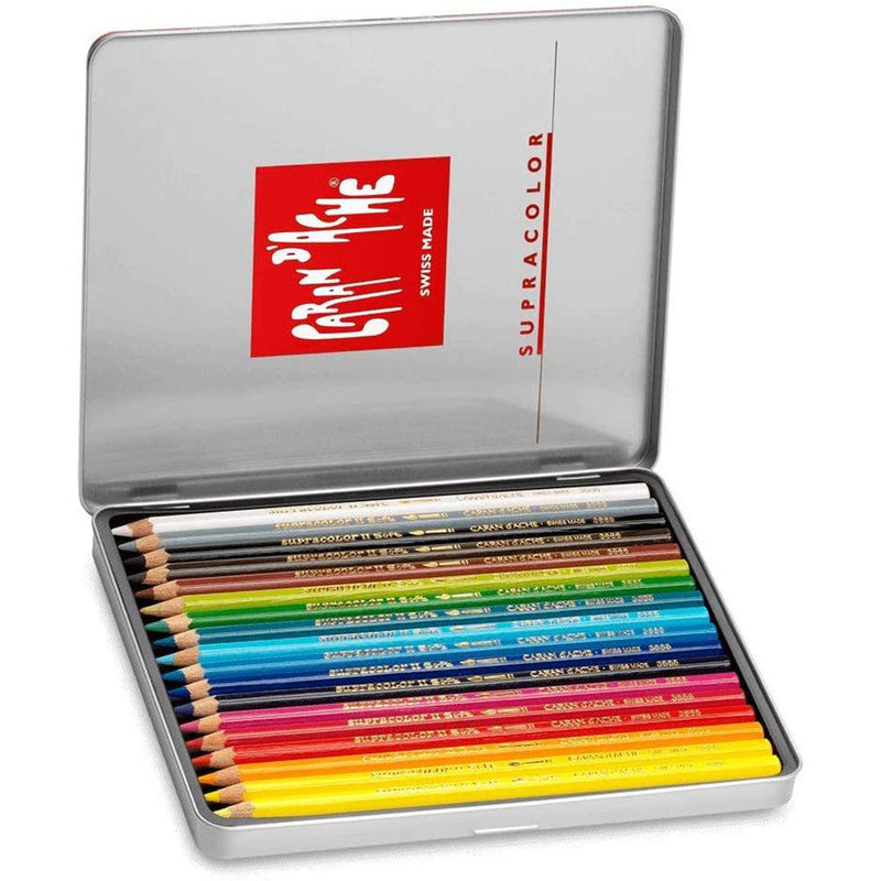 CREATIVE ART MATERIALS Caran D'ache Supracolor Metal Box Set Of 18 (3888.318) Caran d'Ache