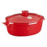 Emile Henry Made In France Flame Oval Stewpot Dutch Oven, 6.3 quart, Burgundy Emile Henry