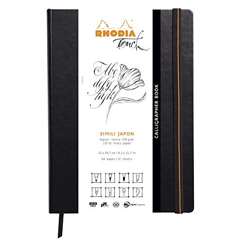 Clairefontaine 116125C  Rhodia Calligrapher Book of 64 Sheets of Plain Japanese Imitation Paper 21 x 29.7 cm 250 g (Portrait Format) Rhodia