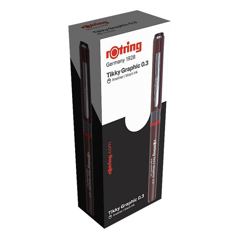 Rotring Tikky Graphic Pen (Pack of 12) - 0.3 mm-Red Rotring