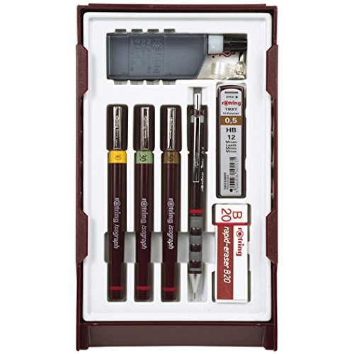 rOtring S0699370 Isograph Technical Drawing Pens, Set, 3-Pen College Set (.20-.50 mm),Brown Rotring