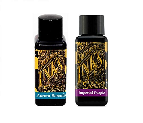 Diamine Fountain Pen Ink 30ml - Aurora Borealis & Imperial Purple - 2 Pack Diamine