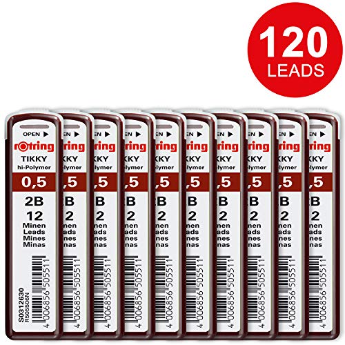 Rotring Refills for Hi Polymer 0.5 mm 2B Pencil (Pack of 10 Transparent Rotring