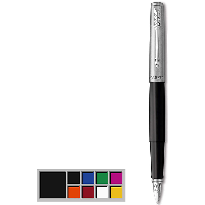 Parker Jotter Originals Fountain Pen, Classic Finish, Medium Nib, Blue & Black Ink Parker