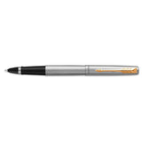 Parker Rollerball Pen, Jotter Stainless Steel Rollerball Pen, Gold Trim, Fine Tip, Black Parker