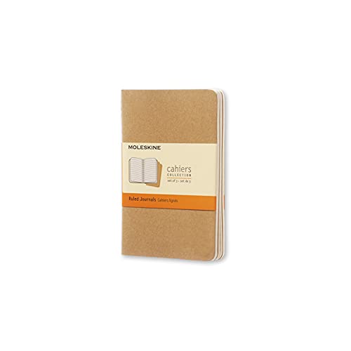 Moleskine Cahier Journal, Soft Cover, Pocket (3.5" x 5.5") Ruled/Lined, Kraft Brown, 64 Pages (Set of 3) Moleskine