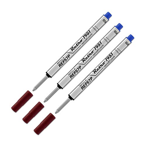 Retro 1951 Short Capless Rollerball Ink Refill, Blue, 3-Pack (REF57P-B) Retro 51