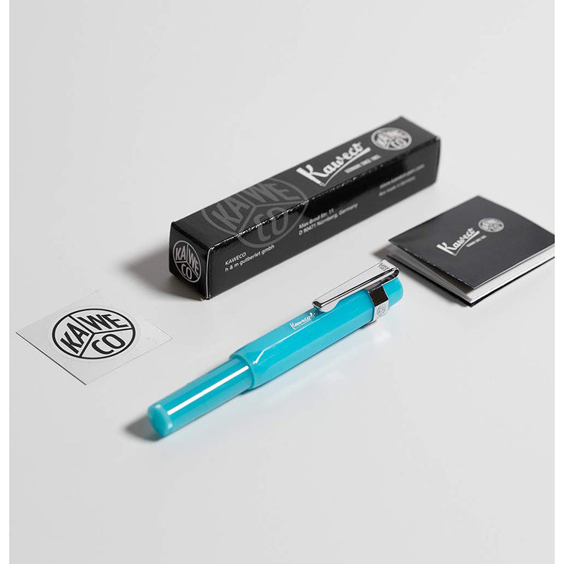 Kaweco Sport Fountain Pen Light Blueberry, Fine Nib Octagonal Clip Chrome Kaweco