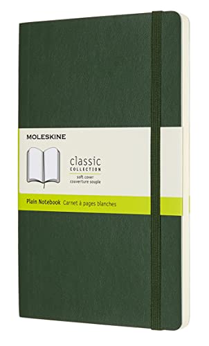 Moleskine Classic Notebook, Soft Cover, Large (5" x 8.25") Plain/Blank, Myrtle Green, 192 Pages Moleskine