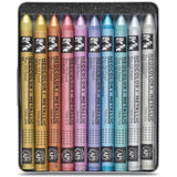 Neocolor I Water-Resistant Wax Pastels, 10 Metallic Colors Caran d'Ache