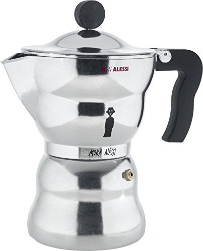 Alessi AAM33/6"Moka" Stove Top Espresso 6 Cup Coffee Maker in Aluminium Casting Handle And Knob in Thermoplastic Resin, Black Alessi