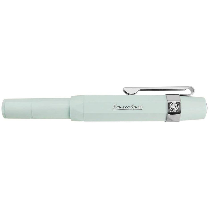 Kaweco Sport Skyline Fountain Pen Mint, Fine Nib with Kaweco Sport Octagonal Clip Chrome Kaweco