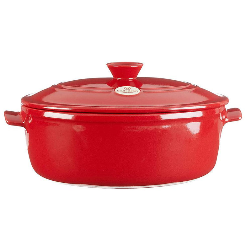 Emile Henry Made In France Flame Oval Stewpot Dutch Oven, 6.3 quart, Burgundy Emile Henry