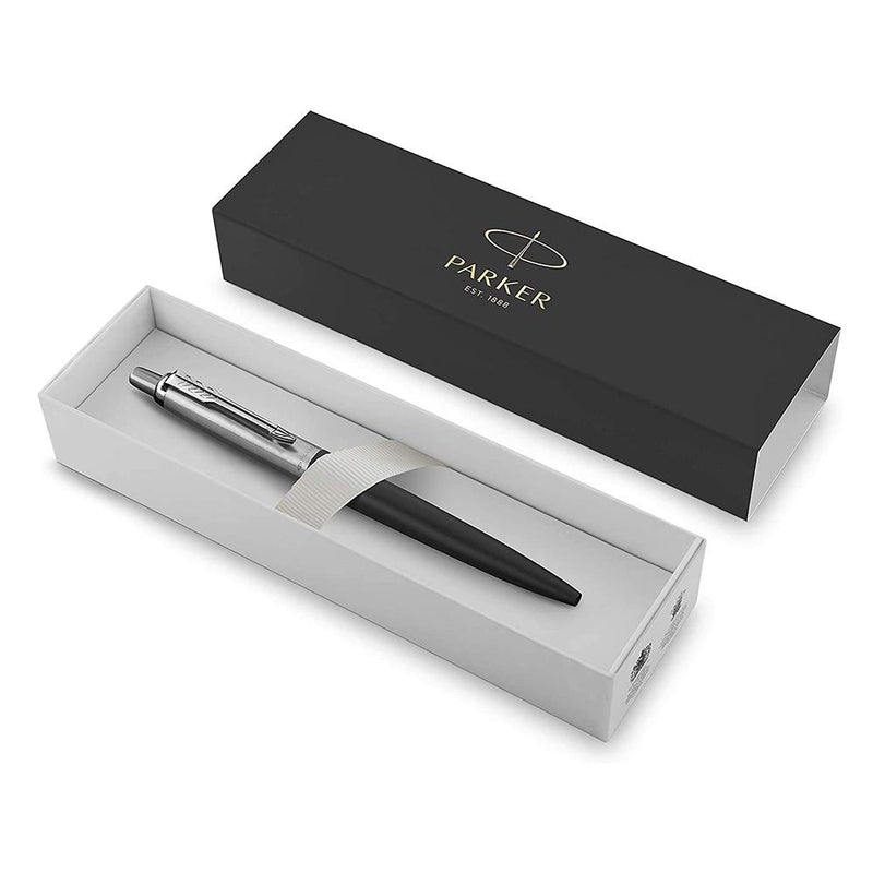 Parker Jotter XL Ballpoint Pen, Richmond Matte Black, Chrome Trim, Medium Point, Blue Ink, Gift Box Parker