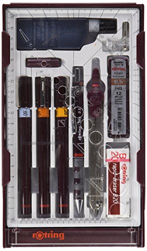 Rotring Isograph Master Set 3X Technical Pens (0.20mm, 0.40mm, 0.60mm), 1x Tikky Pencil + Accessories Rotring