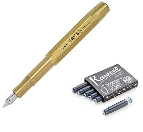 Kaweco AL Sport Fountain Pen (Fine Nib) + Pack of 6 Black Ink Cartridges Gift Set Kaweco