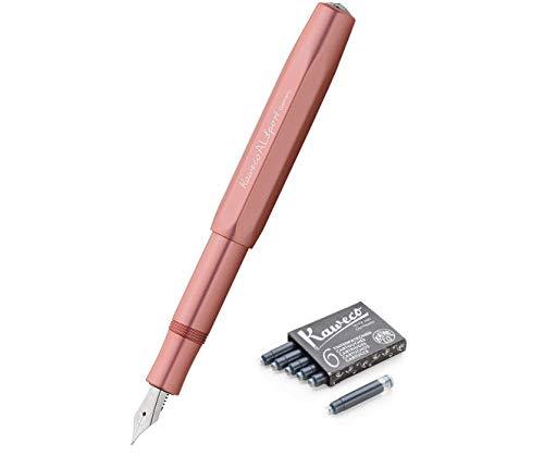 Kaweco AL Sport Fountain Pen (Fine Nib) + Pack of 6 Black Ink Cartridges Gift Set Kaweco
