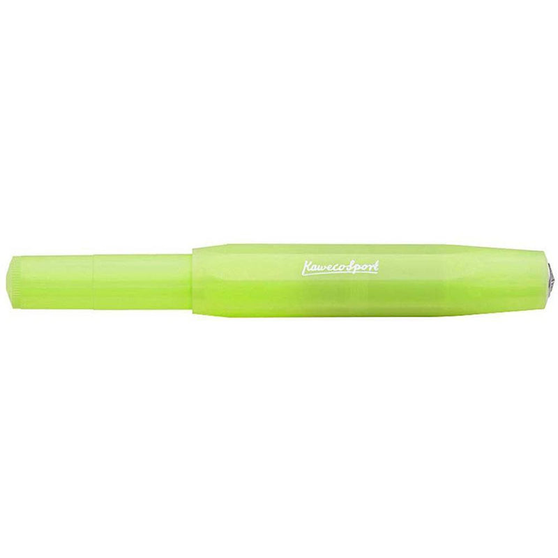 Kaweco FROSTED SPORT Fountain Pen Lime, Fine Nib Octagonal Clip Chrome Kaweco