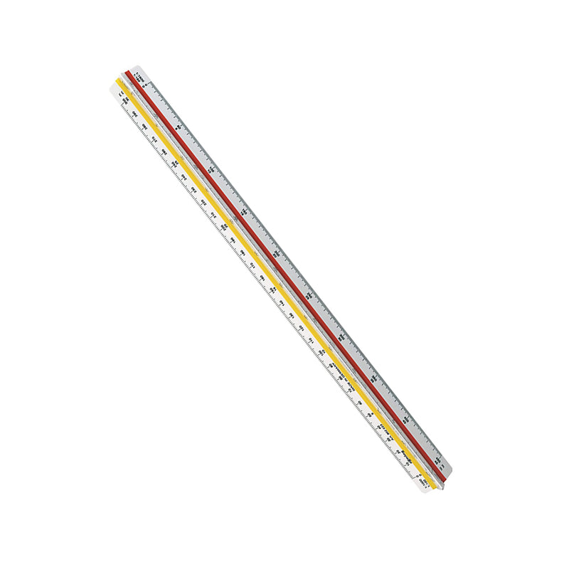 Rotring Ruler Triangular Reduction Scale 6 Surveying 1-25 to 1-2500 with 2 Coloured Flutings Ref S0220721 Rotring