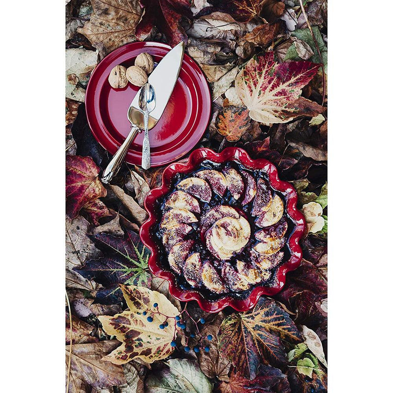 Emile Henry Made in France Ruffled Pie Dish 10.5" X2.5", 10.5" by 2.5", Burgundy Red Emile Henry
