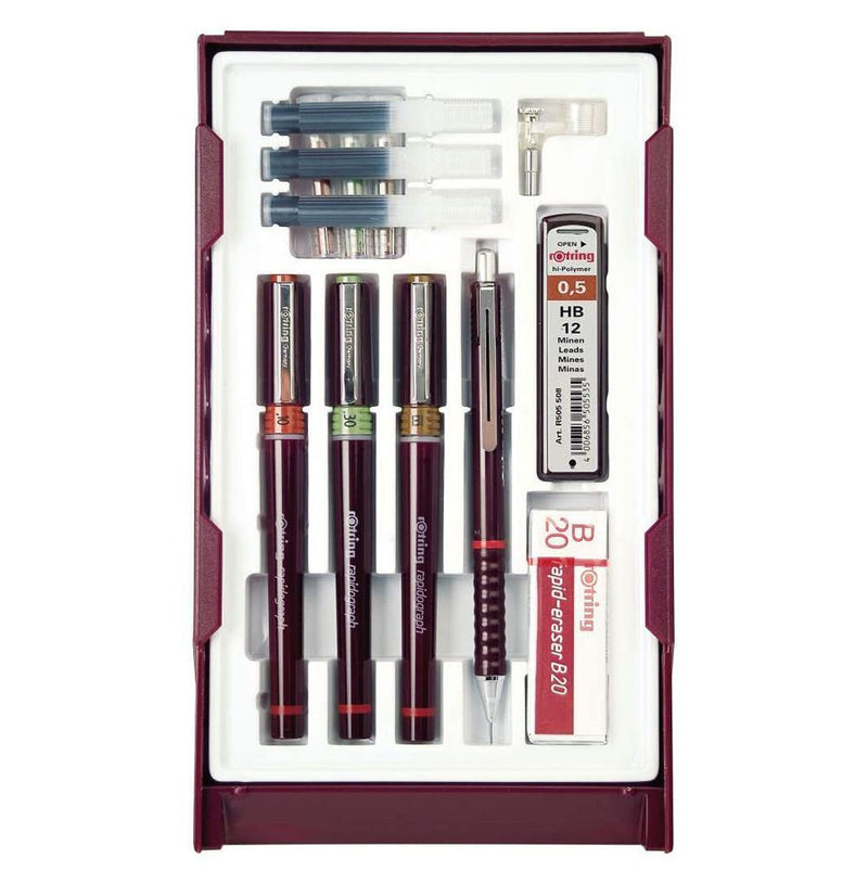 Rotring College Rapidgraph Drawing Drafting Set - .10/.30/.50 (S0699500) Rotring