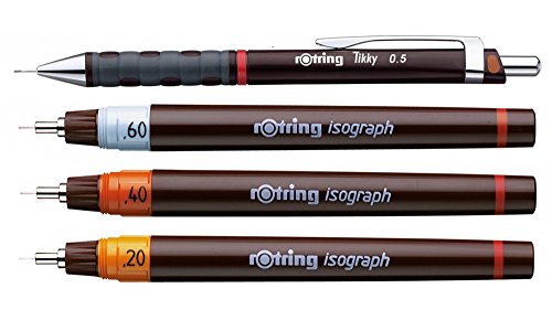 Rotring Isograph Junior Set 3X Technical Pens (0.20mm, 0.40mm, 0.60mm) + Accessories Rotring