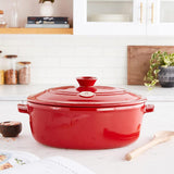 Emile Henry Made In France Flame Oval Stewpot Dutch Oven, 6.3 quart, Burgundy Emile Henry