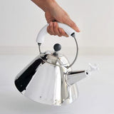 Alessi Kettle in 18/10 Stainless Steel Mirror with Handle and Small Bird Alessi