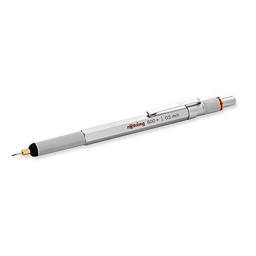rOtring 1900183 800+ Mechanical Pencil and Touchscreen Stylus, 0.5 mm, Silver Barrel Rotring