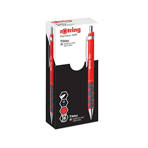 rOtring 1904628 Tikky Lightweight Ballpoint Pen with Rubberised Grip - Red Barrel Rotring