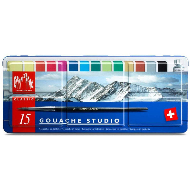 Caran d'Ache Gouache Studio 15 Assorted Colors Set in Metal Tin Caran d'Ache