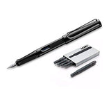 Lamy Safari Fountain Pen (M) & 5 Black Ink Cartridges LAMY