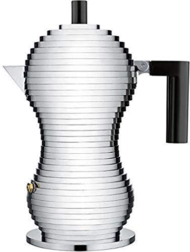 Alessi MDL02/3 B"Pulcina" Stove Top Espresso 3 Cup Coffee Maker in Aluminum Casting Handle And Knob in Pa, Black Alessi