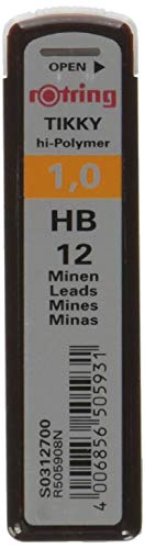 rOtring Replacement Leads for Tikky Mechanical Pencils, 1.0 mm, Hard Black (HB) (S0312700) Rotring