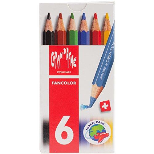 Caran d'Ache Fancolor Color Pencils, 6 Colors, Mini Pencils Caran d'Ache