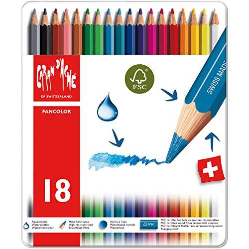 Caran d'Ache Fancolor Color Pencils, 18 Colors Caran d'Ache