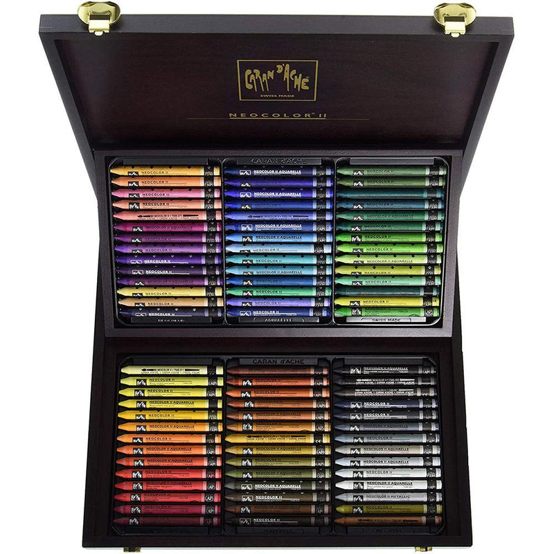 Caran d'Ache Neocolor II Water-Soluble Pastels, Wooden Gift Box - 84 Colors Caran d'Ache
