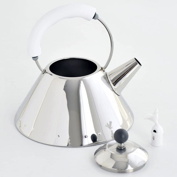 Alessi Kettle in 18/10 Stainless Steel Mirror with Handle and Small Bird Alessi
