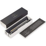 Parker Rollerball Pen, Jotter Stainless Steel Rollerball Pen, Gold Trim, Fine Tip, Black Parker